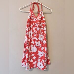 Aeropostale Y2k Vintage 2000s Orange Floral Halter Babydoll Dress size small